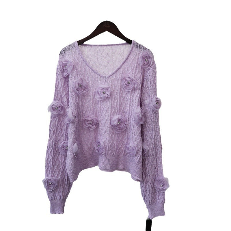 Floral V-Neck Sweater