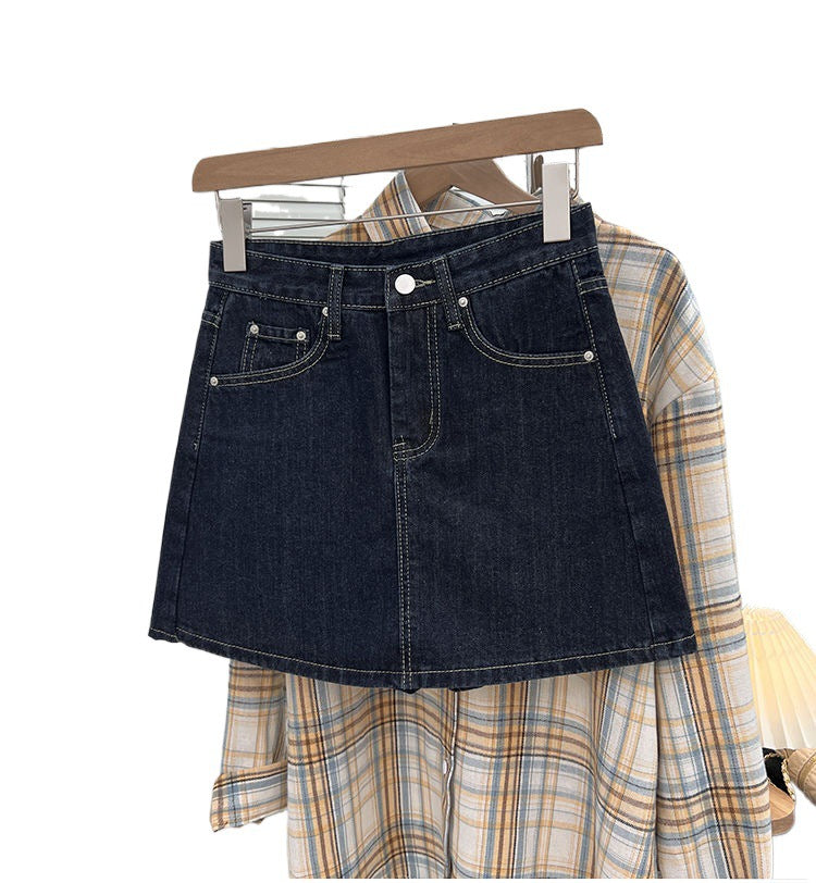 Women's Plus Size Denim High-Waist Skirt