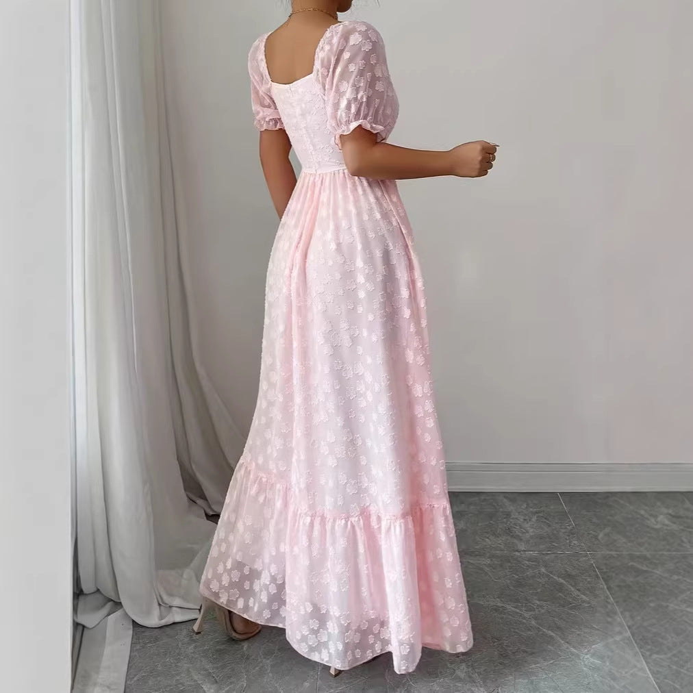 Women's Plus Size Embroidered Square-Neck High-Waist Dress