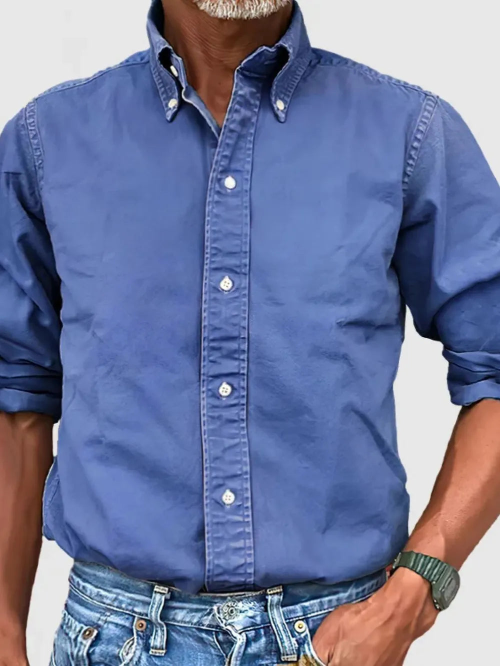 Men's Plus Size Collared Button-Down Shirt