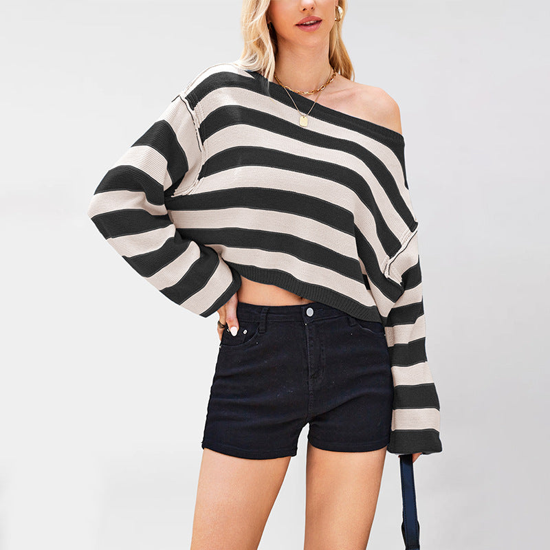 Striped Knit Pullover Sweater
