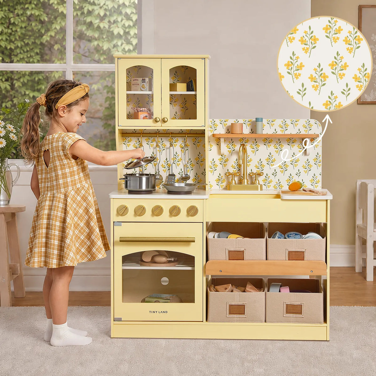 Tiny Land Wooden Play Kitchen with Storage