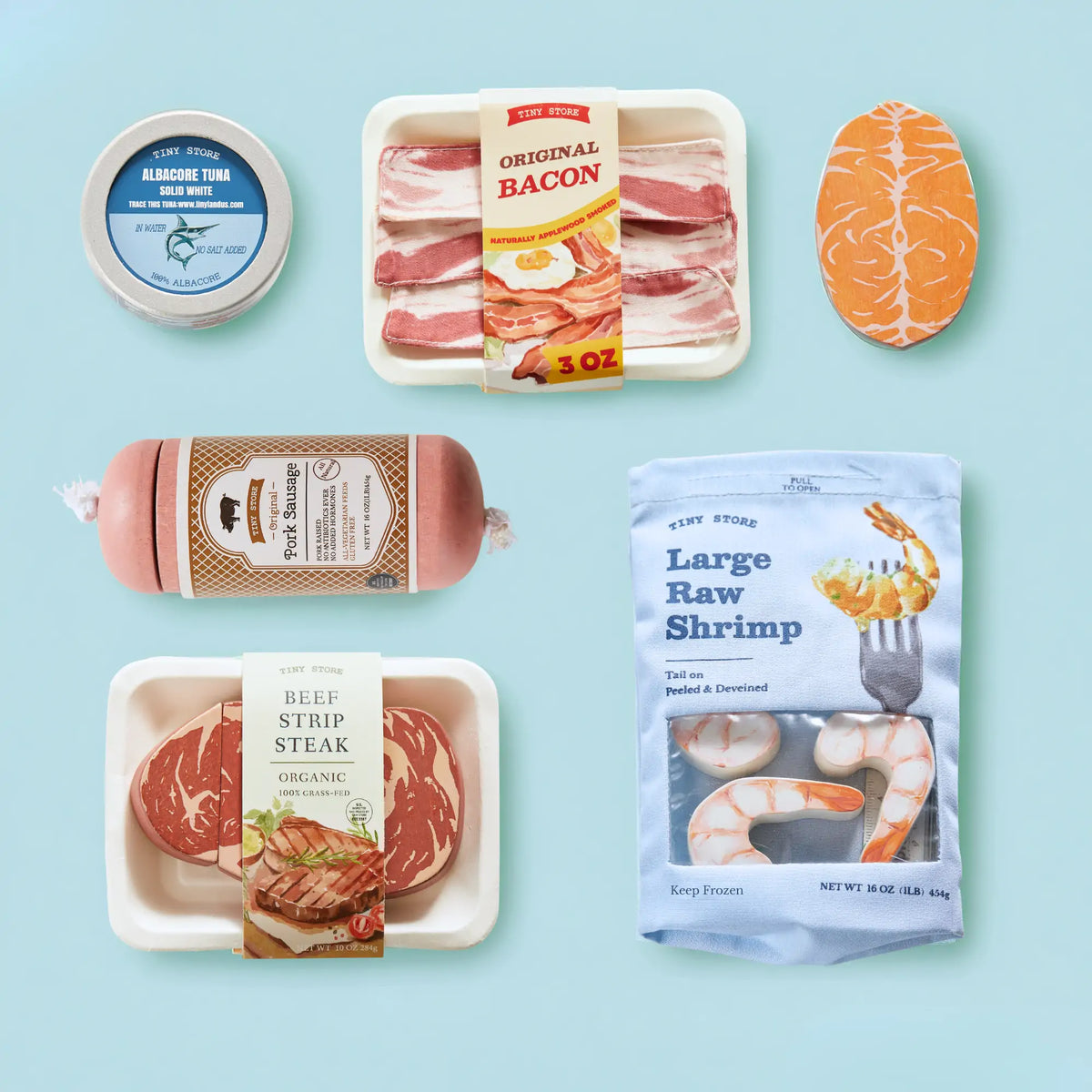 Tiny Land Organic Meat & Seafood Pretend Play Food Set