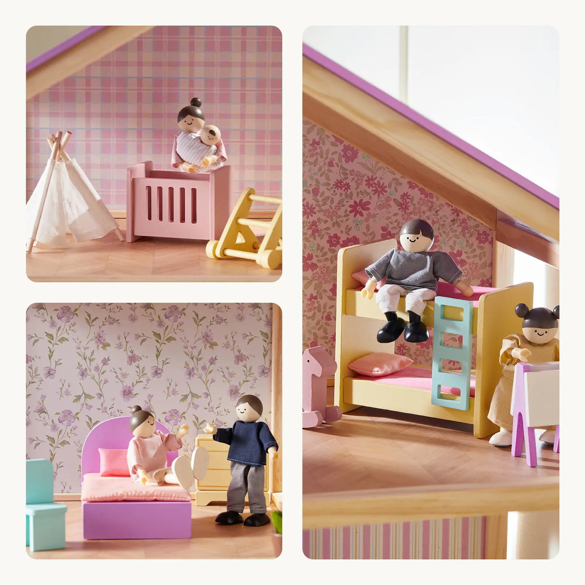 Tiny Land Sweetwood Unicorn Dollhouse with Wooden Dolls