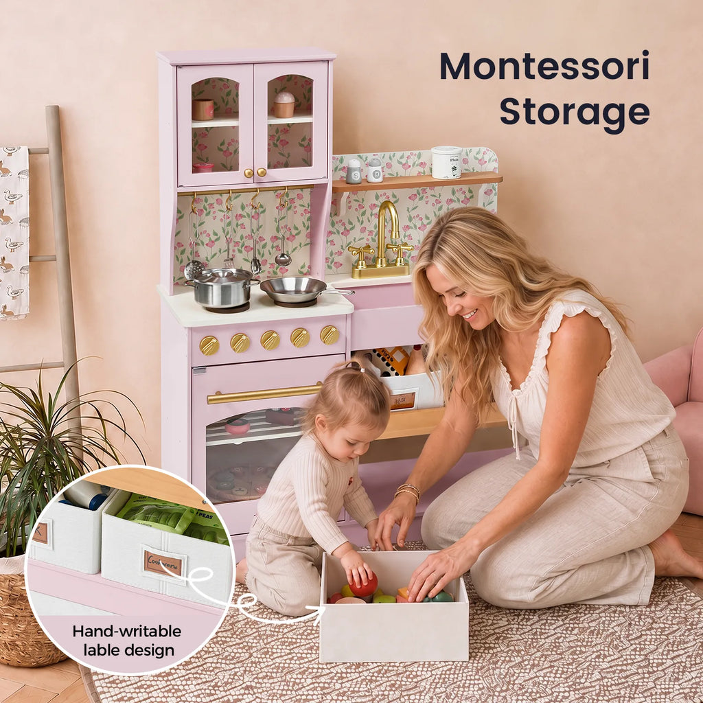 Tiny Land Wooden Play Kitchen with Storage