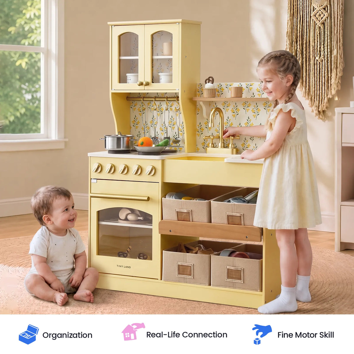 Tiny Land Wooden Play Kitchen with Storage