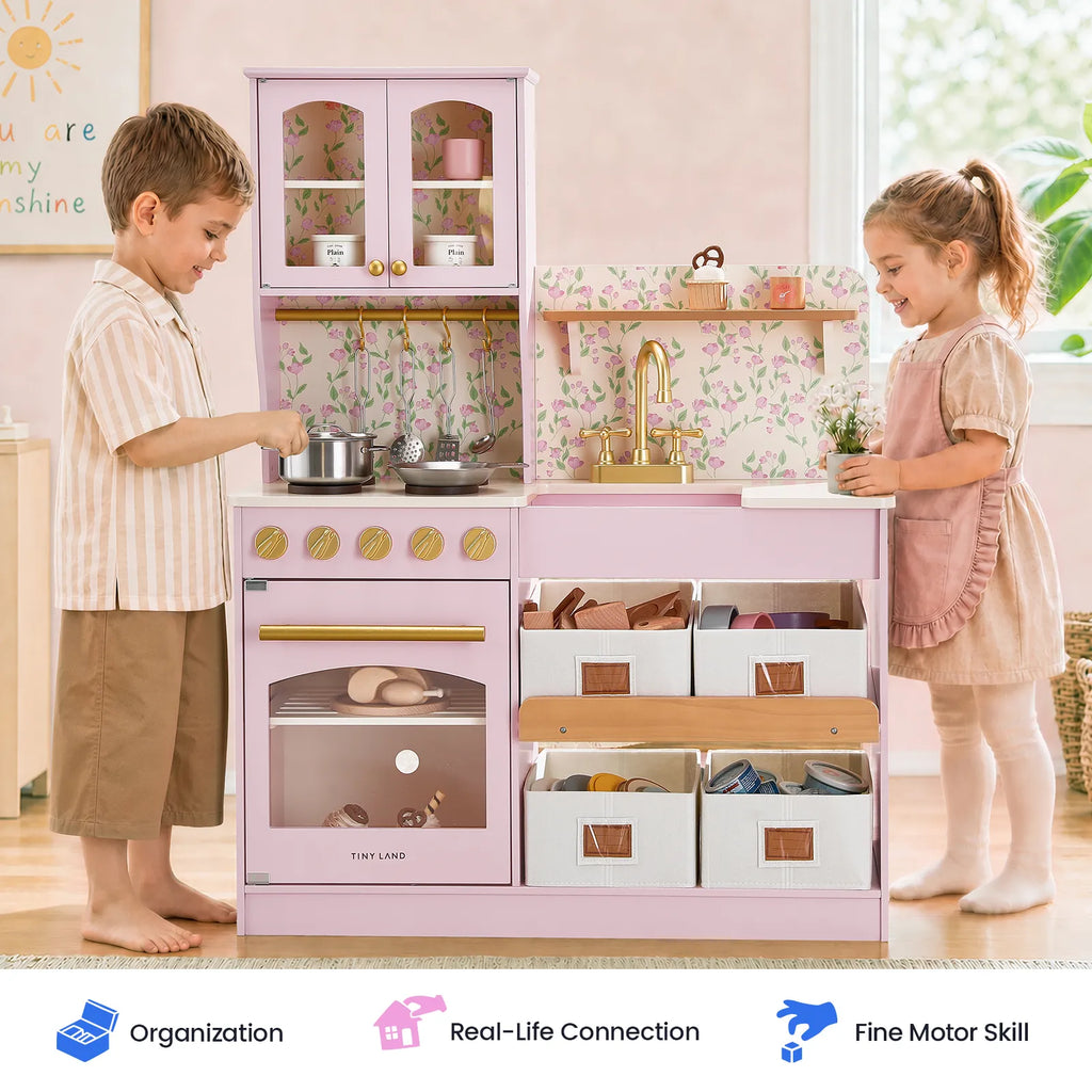 Tiny Land Wooden Play Kitchen with Storage