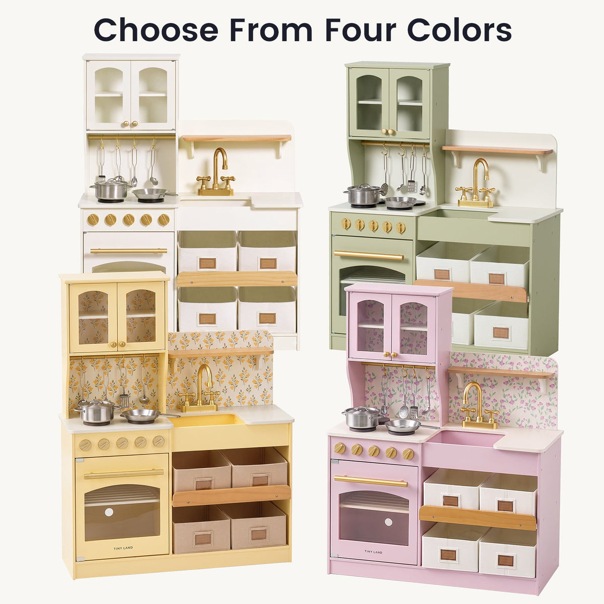 Tiny Land Wooden Play Kitchen with Storage
