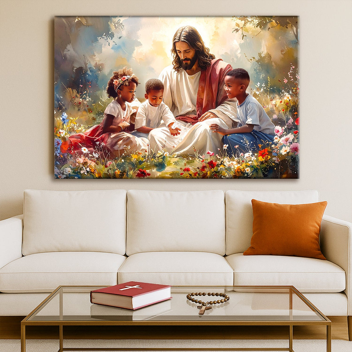 Jesus with Children VIII Christian Canvas Wall Art