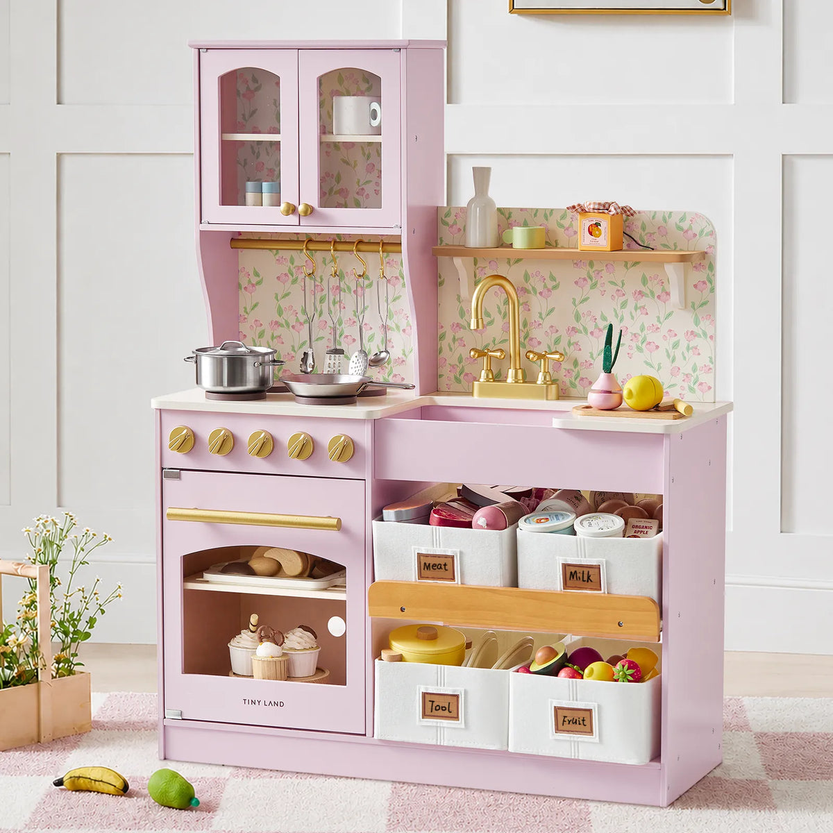 Tiny Land Wooden Play Kitchen with Storage