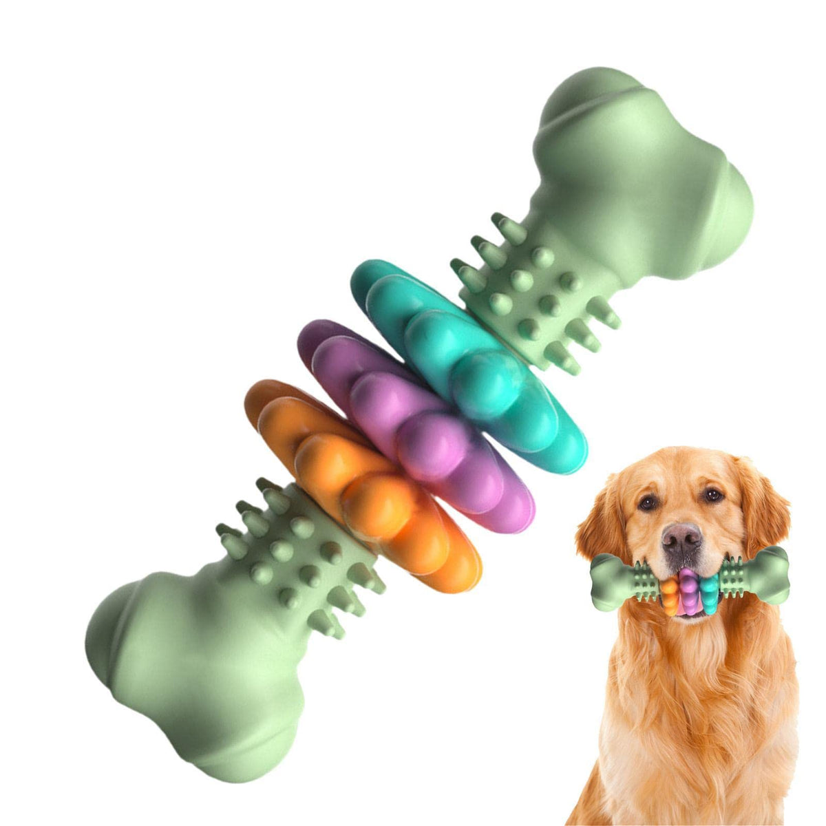 Dog Chew Toy Dog Bone Type Dogs Teeth Cleaning Toys Indestructible TPR Bone Chewing Bite Resistant Teething