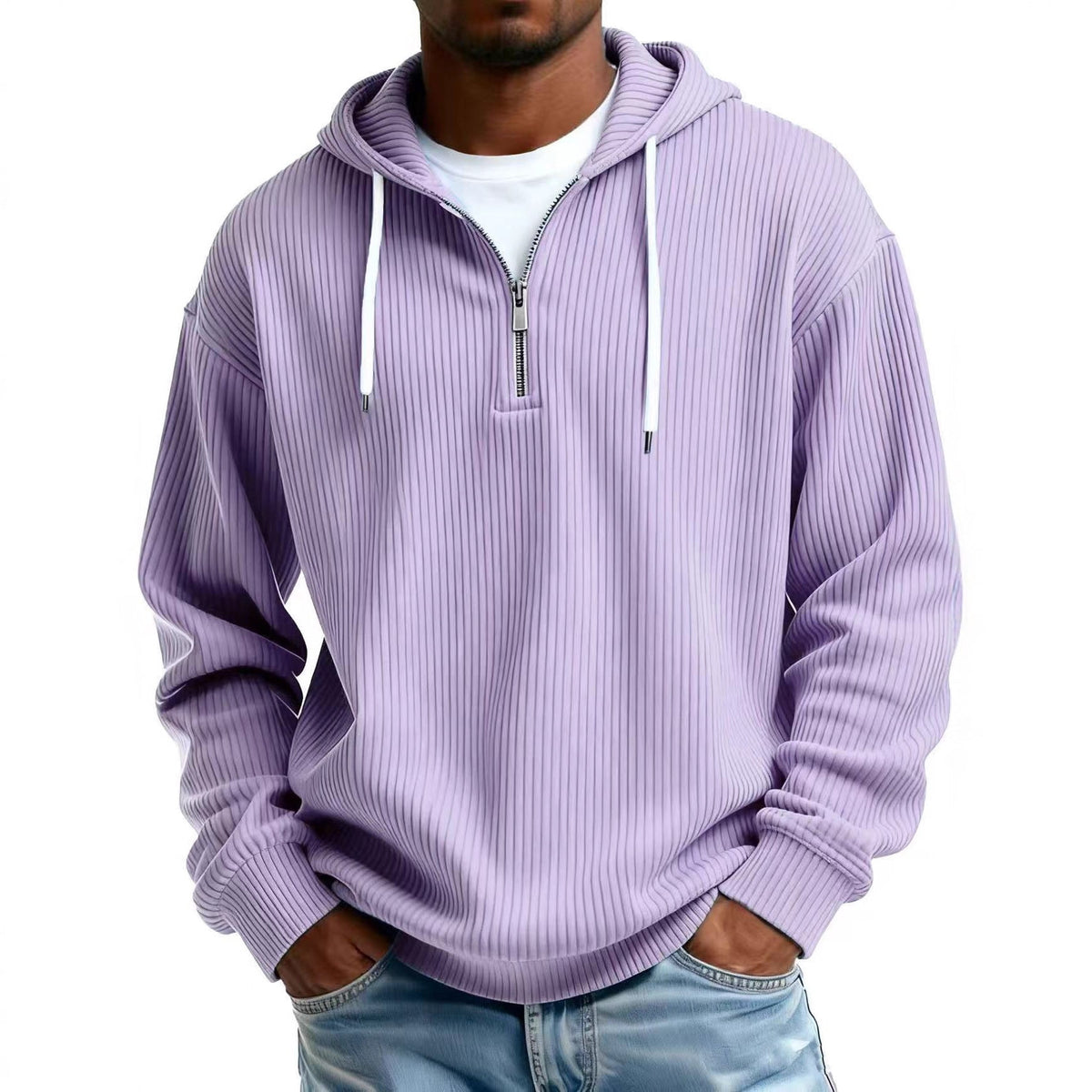 Men's Loose-Fit Hooded Sweatshirt Jacket