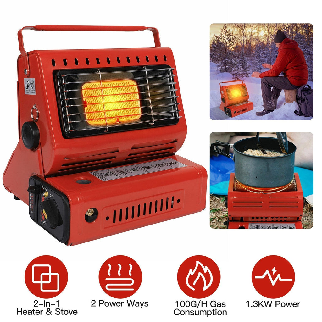 2-in-1 Portable Butane Camping Heater & Cooking Stove