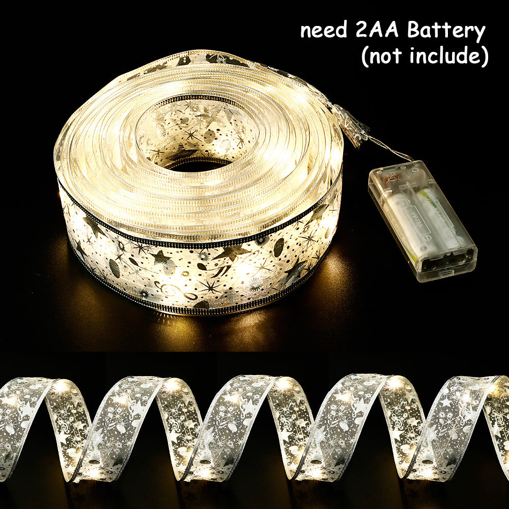 LED Light-Up Christmas Ribbon String Lights