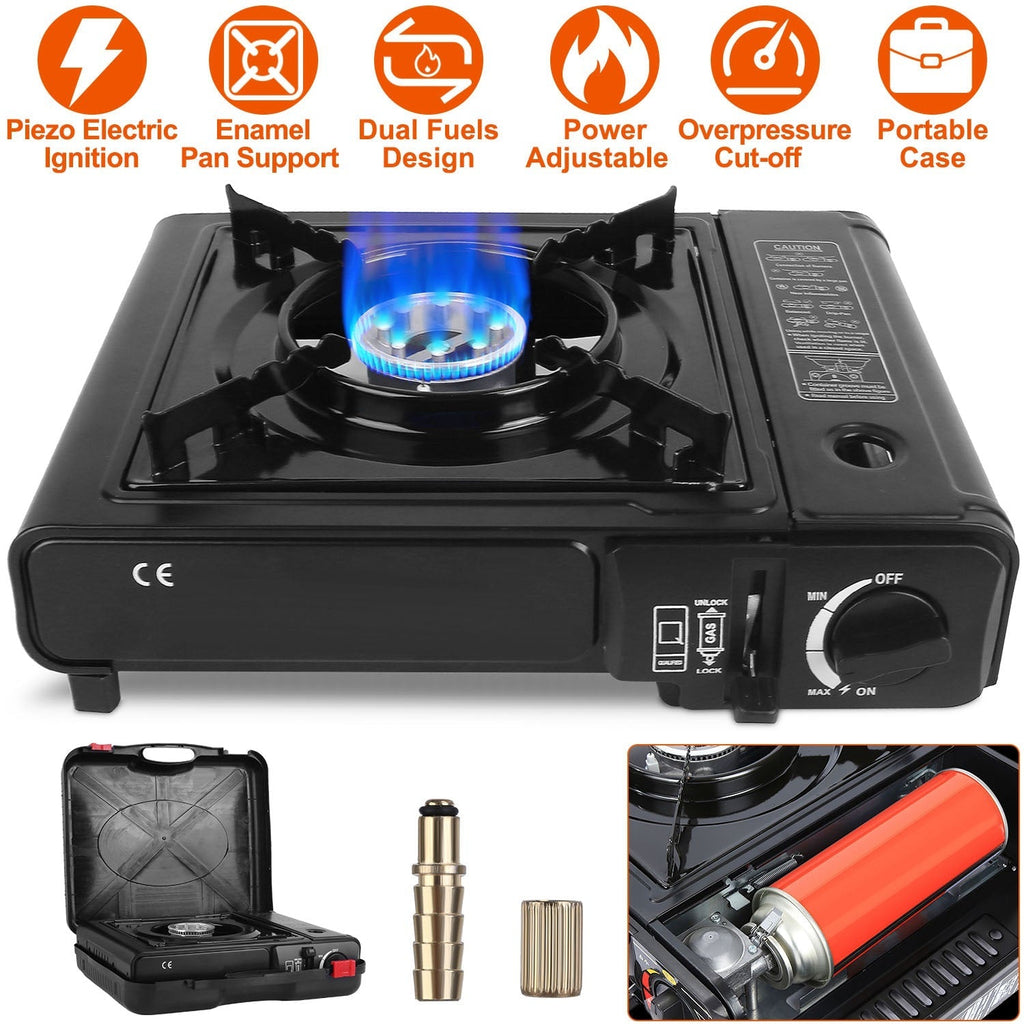 3300W Dual-Fuel Portable Camping Stove with Piezo Ignition