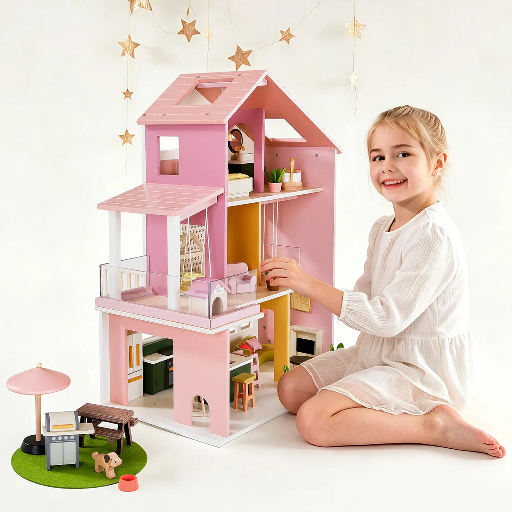 Tiny Land Sweetwood Edge Dollhouse — Green & Pink