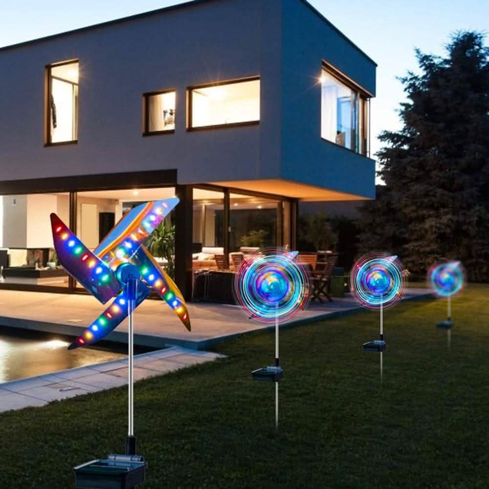 Solar LED Windmill Ground Lights – 2-Pack