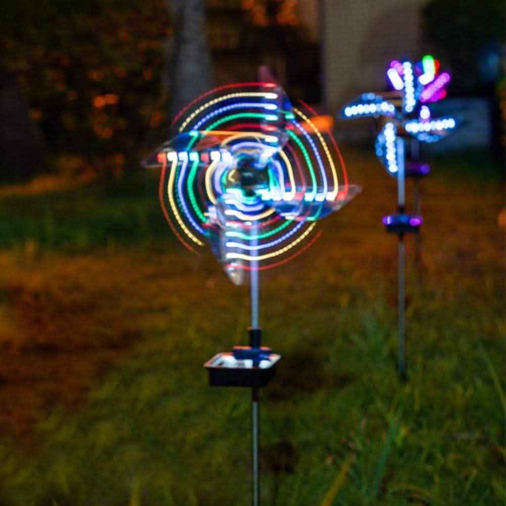 Solar LED Windmill Ground Lights – 2-Pack