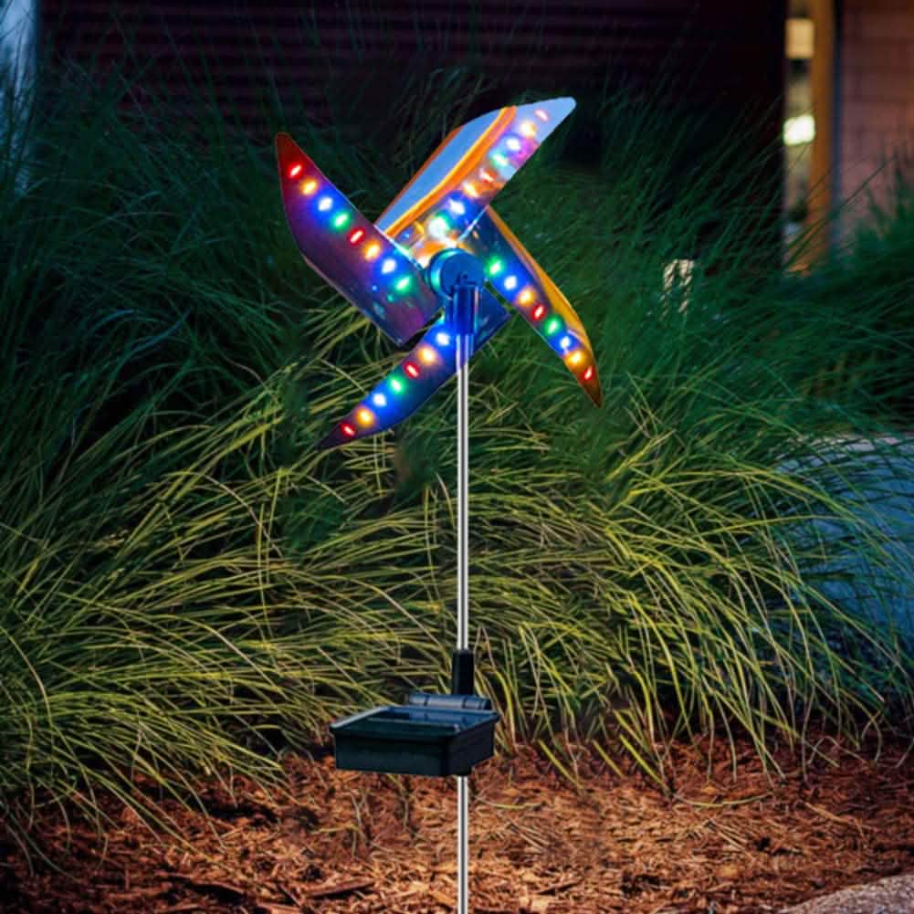 Solar LED Windmill Ground Lights – 2-Pack