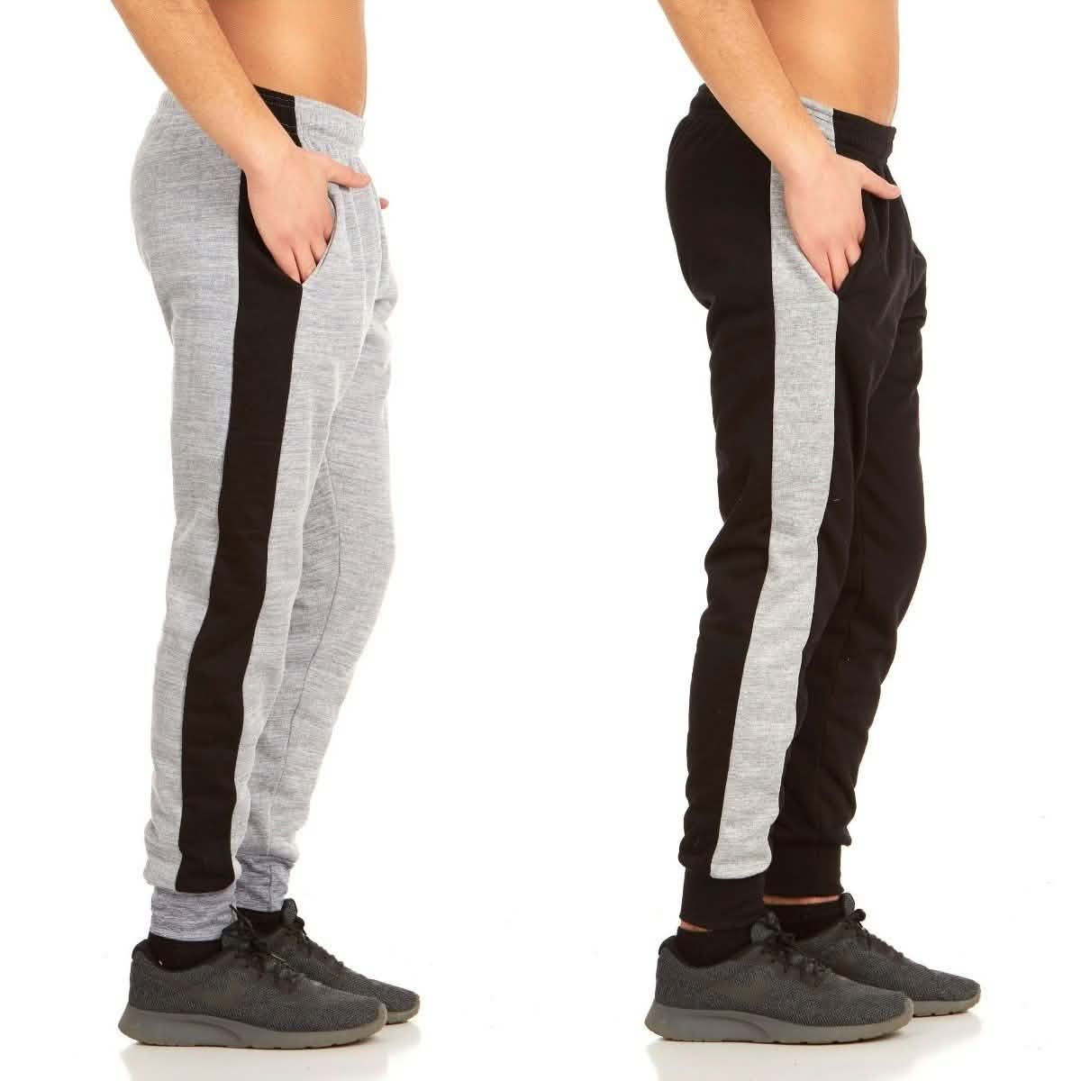 Men's Striped Marled Fleece Jogger Pants – 2-Pack