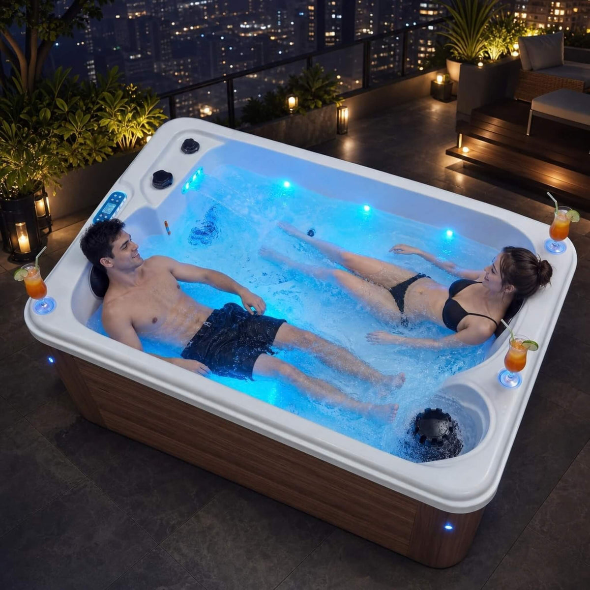 Aeris 2-Person Outdoor Hot Tub With 15 Hydro Jets And LED Lights (SAK15849)