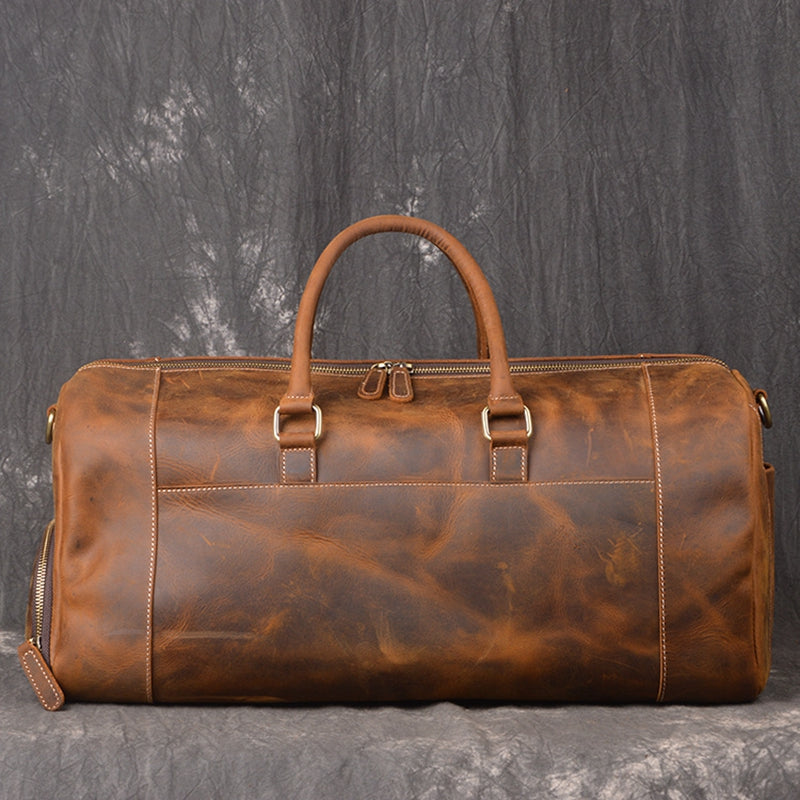 Vintage Full-Grain Crazy Horse Leather Weekender Bag