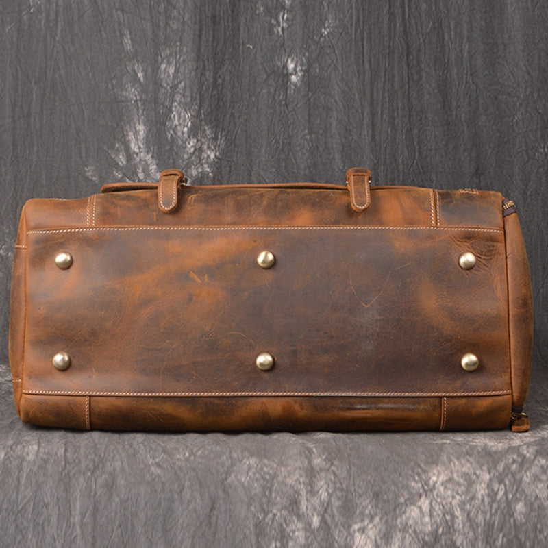 Vintage Full-Grain Crazy Horse Leather Weekender Bag