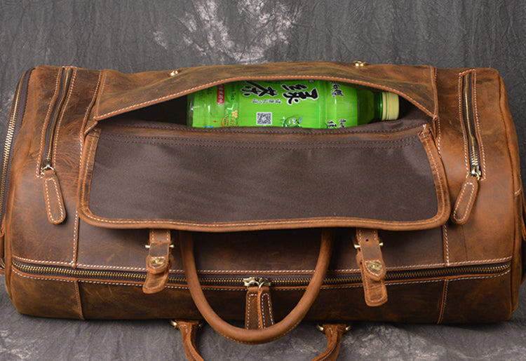 Vintage Full-Grain Crazy Horse Leather Weekender Bag