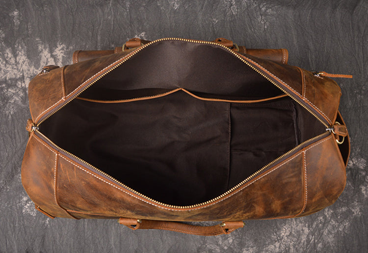Vintage Full-Grain Crazy Horse Leather Weekender Bag