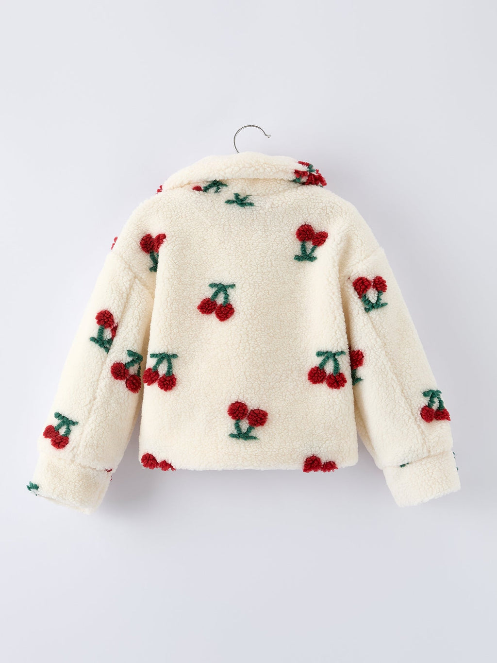 Girls’ Cherry Plush Zip-Up Winter Jacket