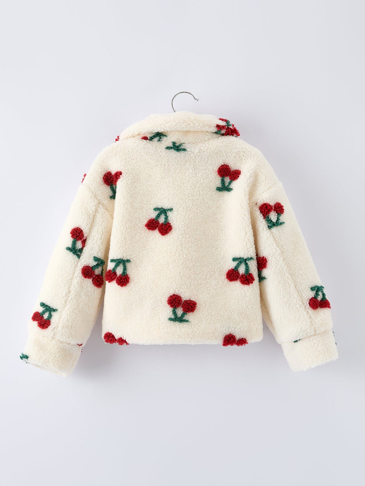 Girls’ Cherry Plush Zip-Up Winter Jacket