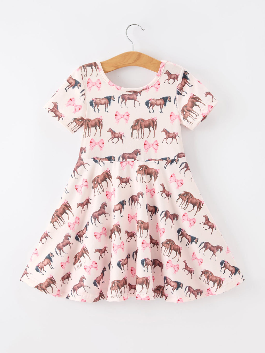 Girls' Western Horse Print Twirl Dress
