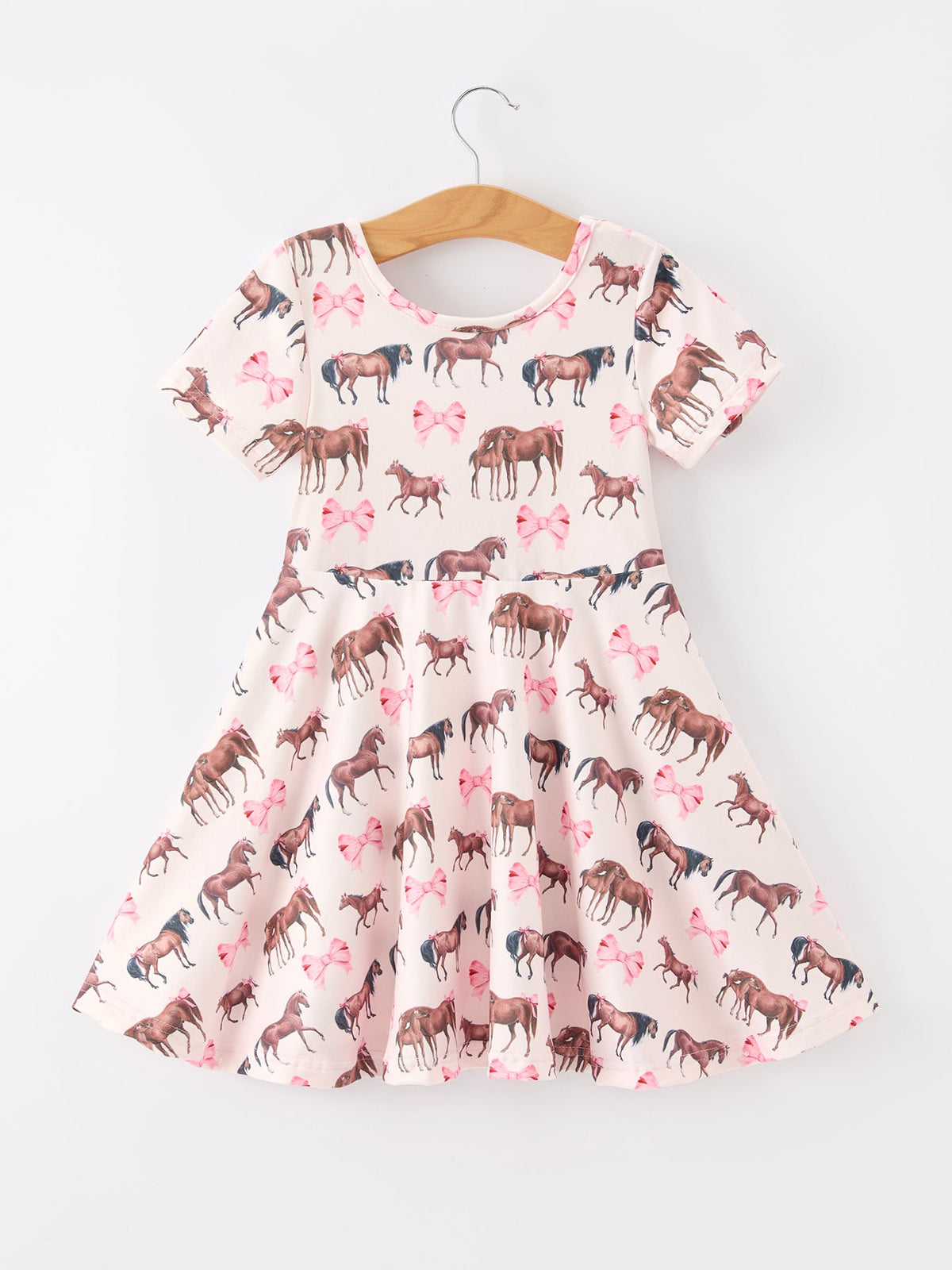Girls' Western Horse Print Twirl Dress