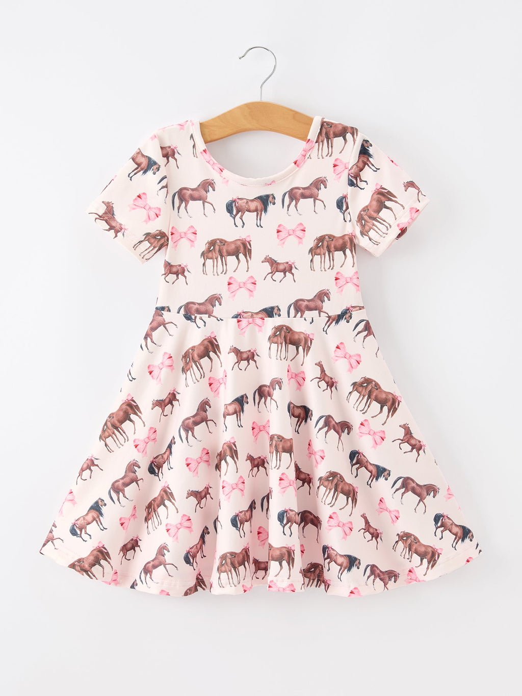 Girls' Western Horse Print Twirl Dress