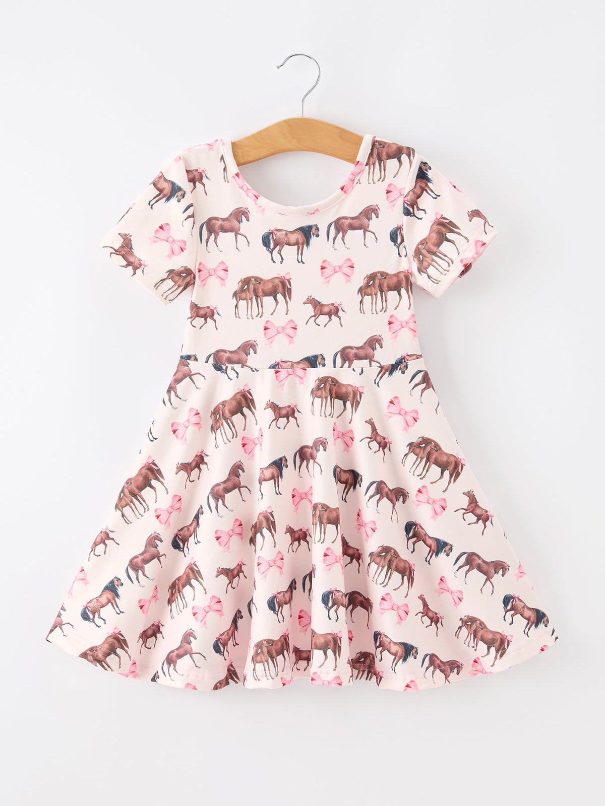 Girls' Western Horse Print Twirl Dress