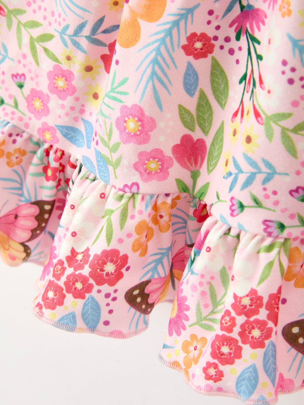 Girls' Butterfly & Floral Long-Sleeve Twirl Dress