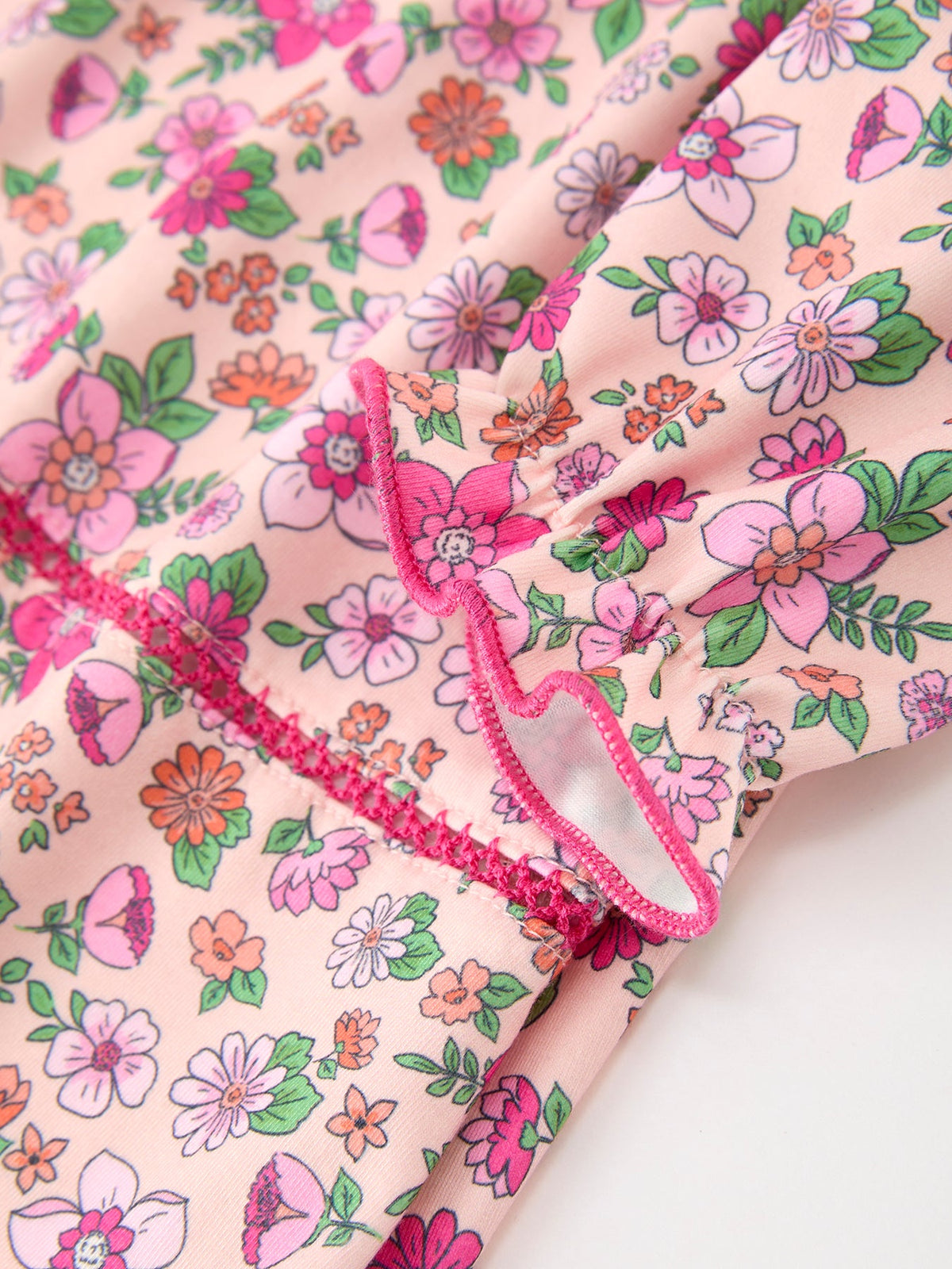 Girls' Hot Pink Floral Dress with Petal Collar