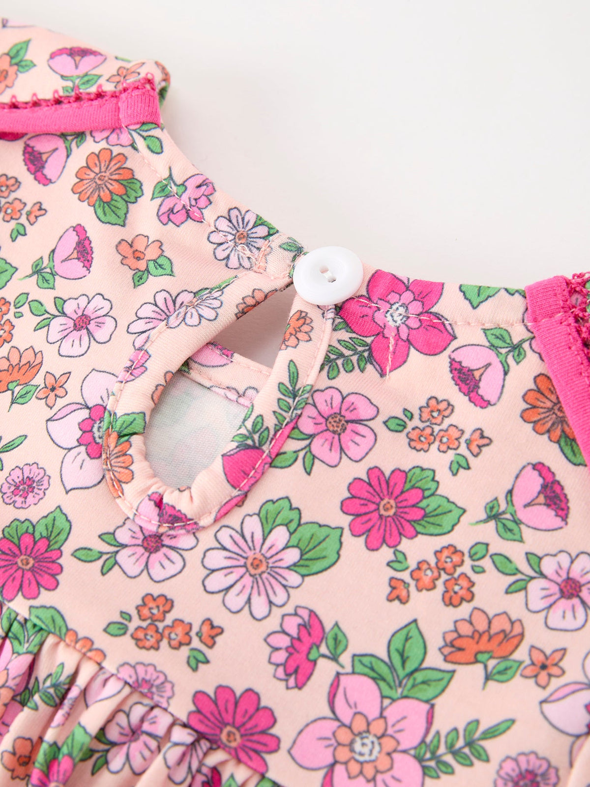 Girls' Hot Pink Floral Dress with Petal Collar