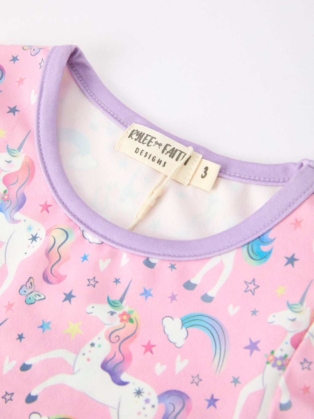 Girls' Pink Unicorn & Rainbow Pocket Dress