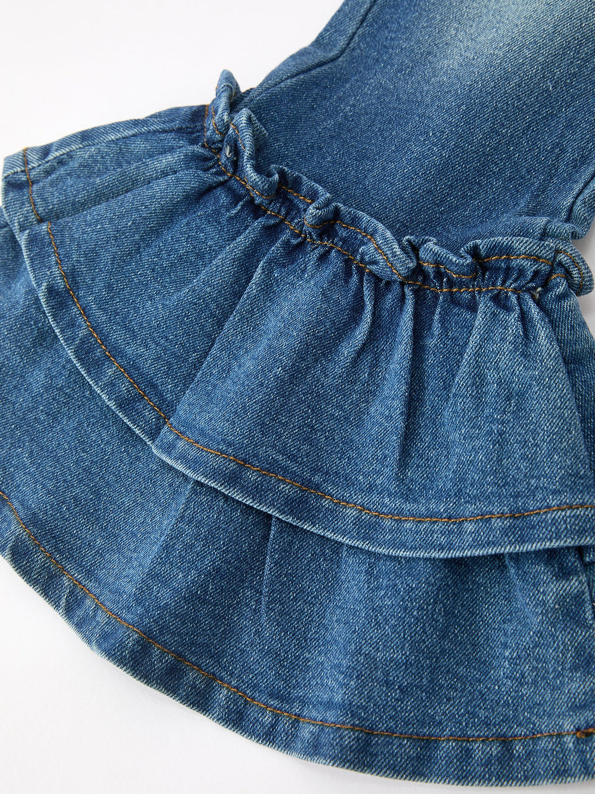 Girls' Denim Ruffle Bell-Bottom Leggings