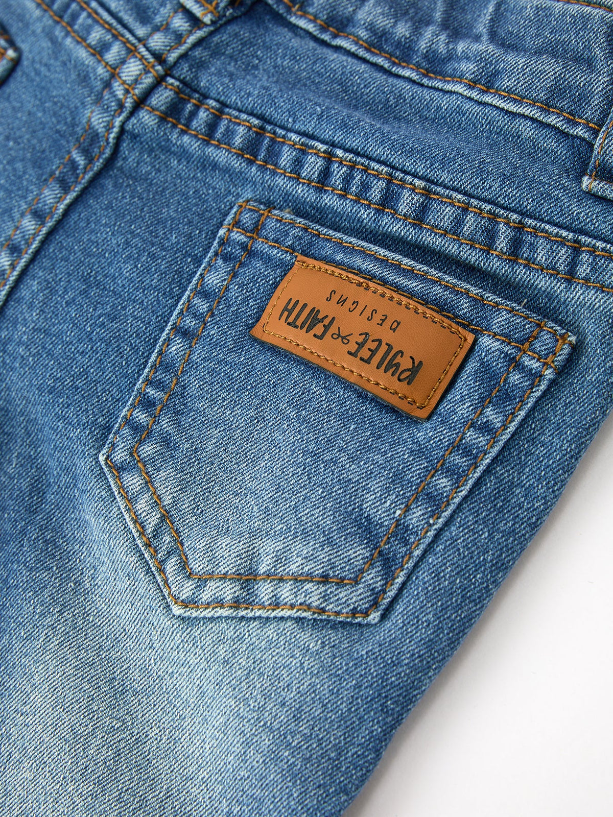 Girls' Denim Ruffle Bell-Bottom Leggings