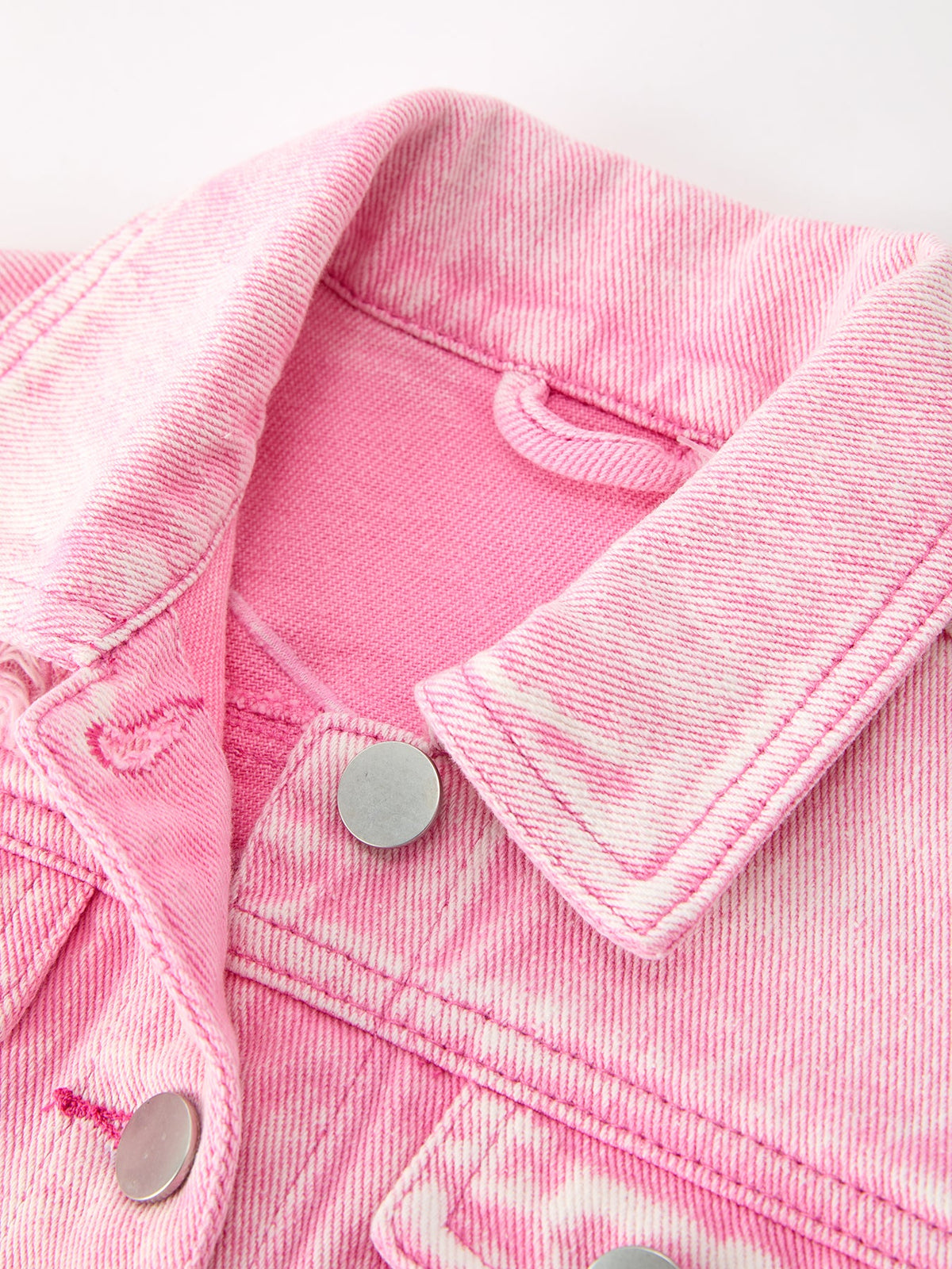 Girls’ Pink Denim Jacket with Lace Bow Detail