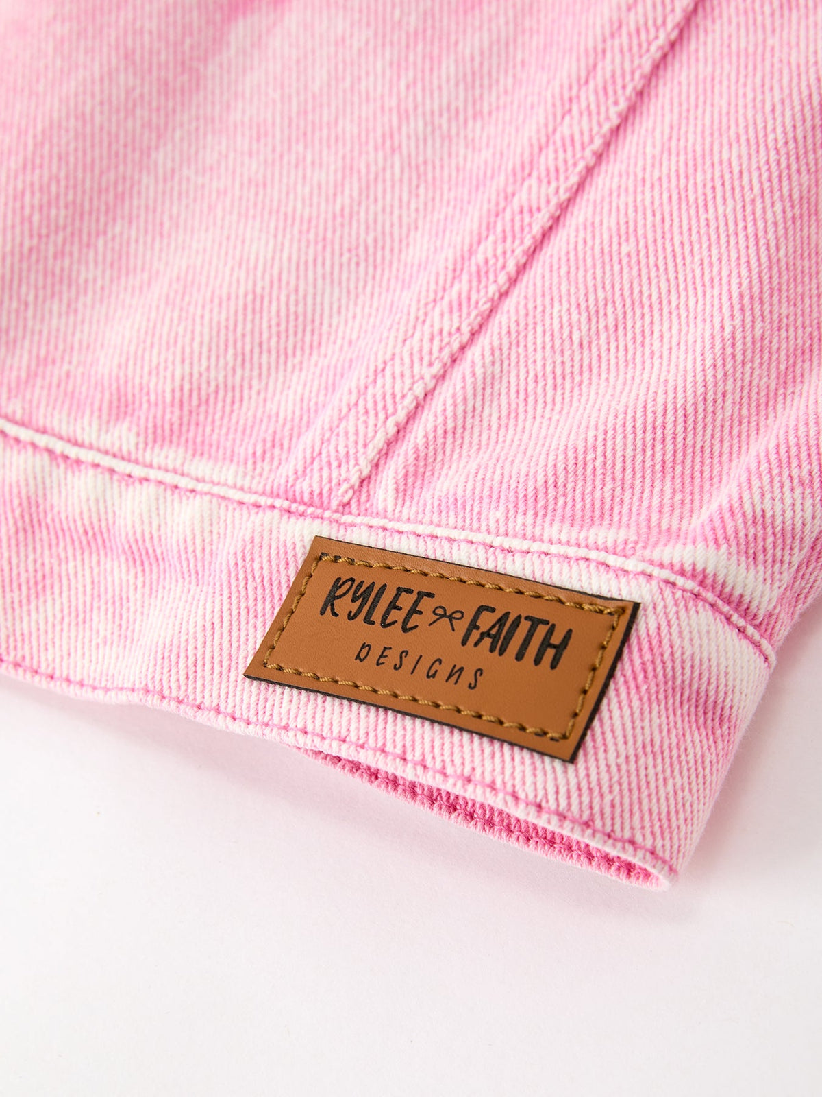 Girls’ Pink Denim Jacket with Lace Bow Detail