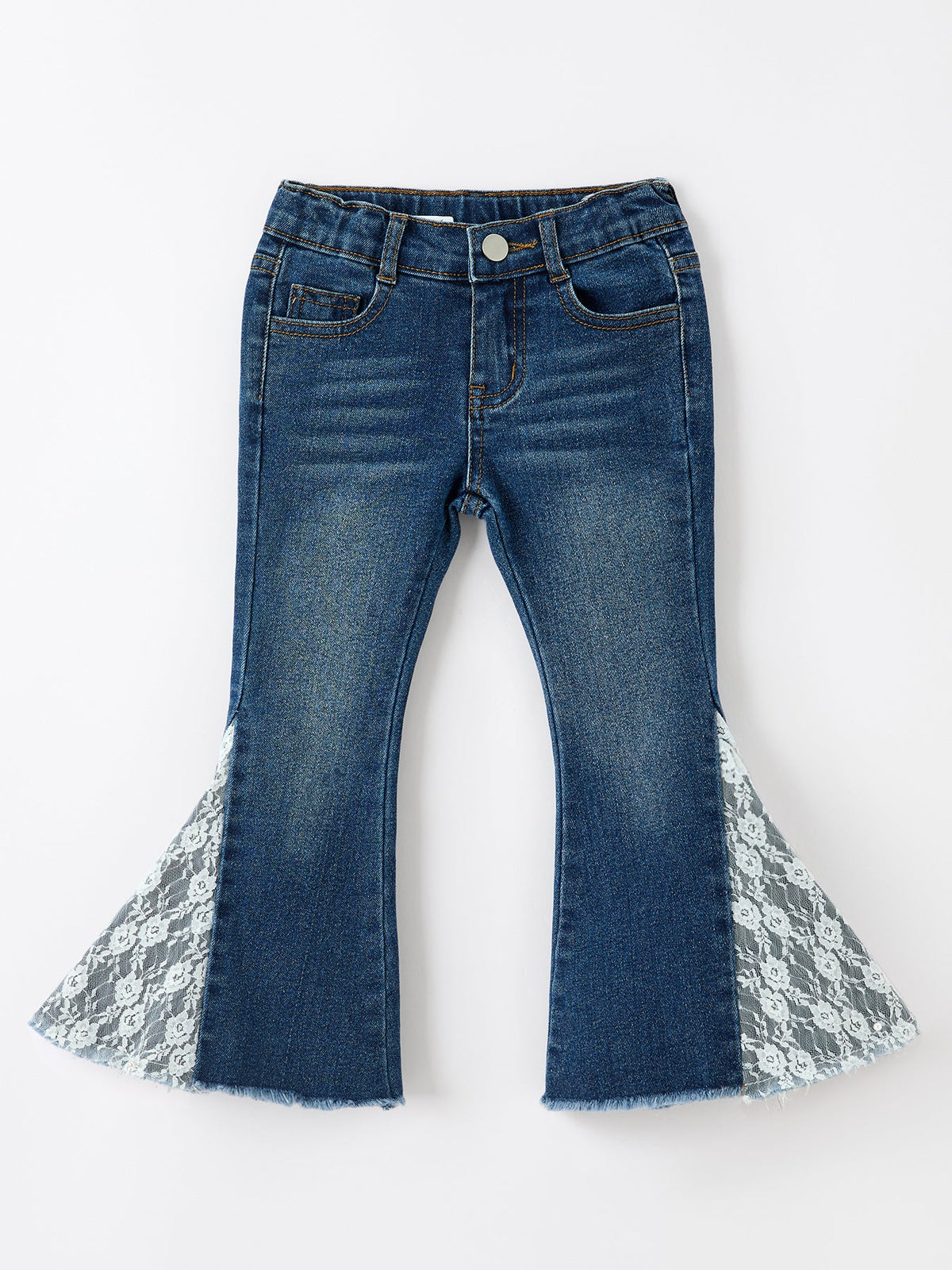 Girls' Lace-Trim Flared Jeans