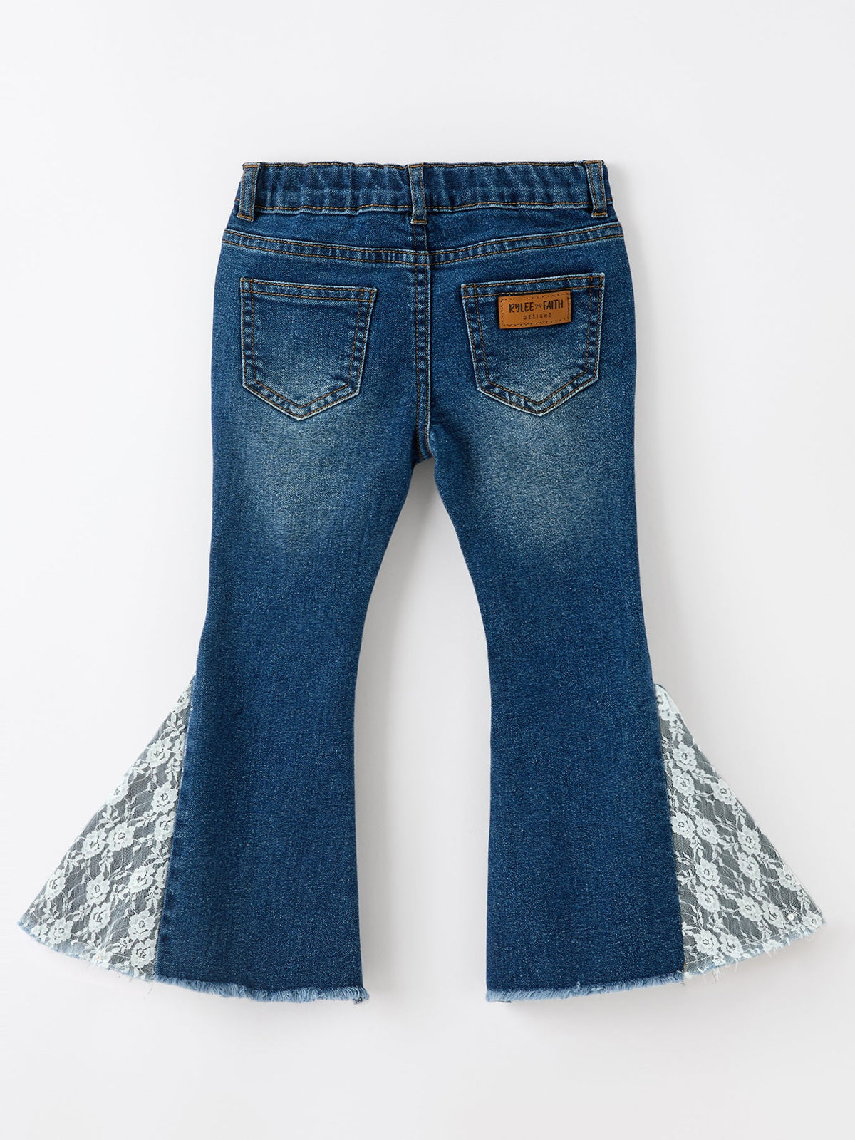 Girls' Lace-Trim Flared Jeans