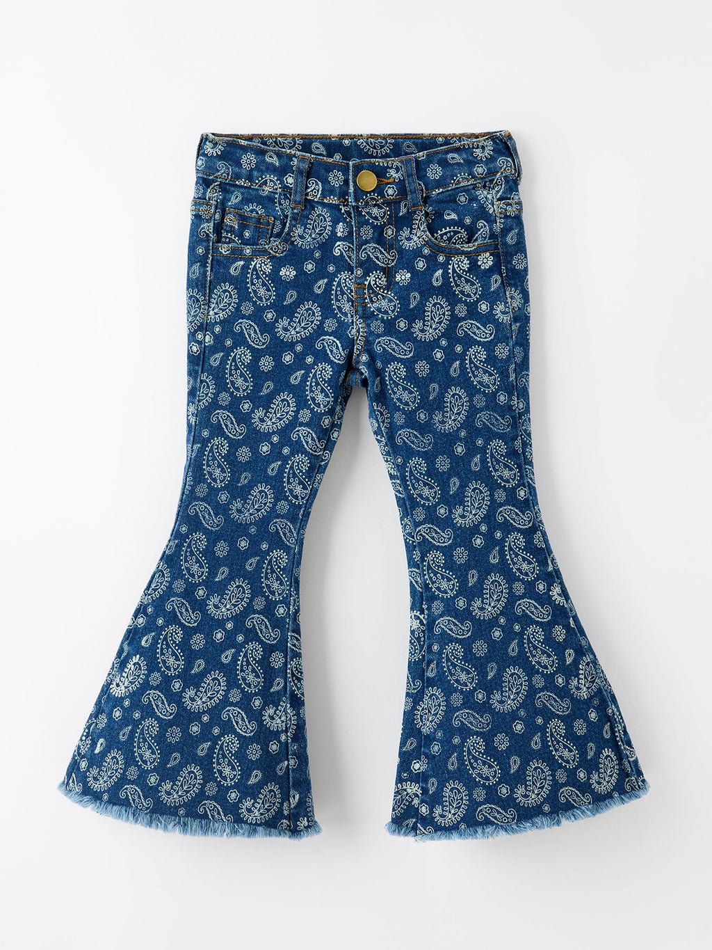 Girls' Printed Denim Bell-Bottom Jeans