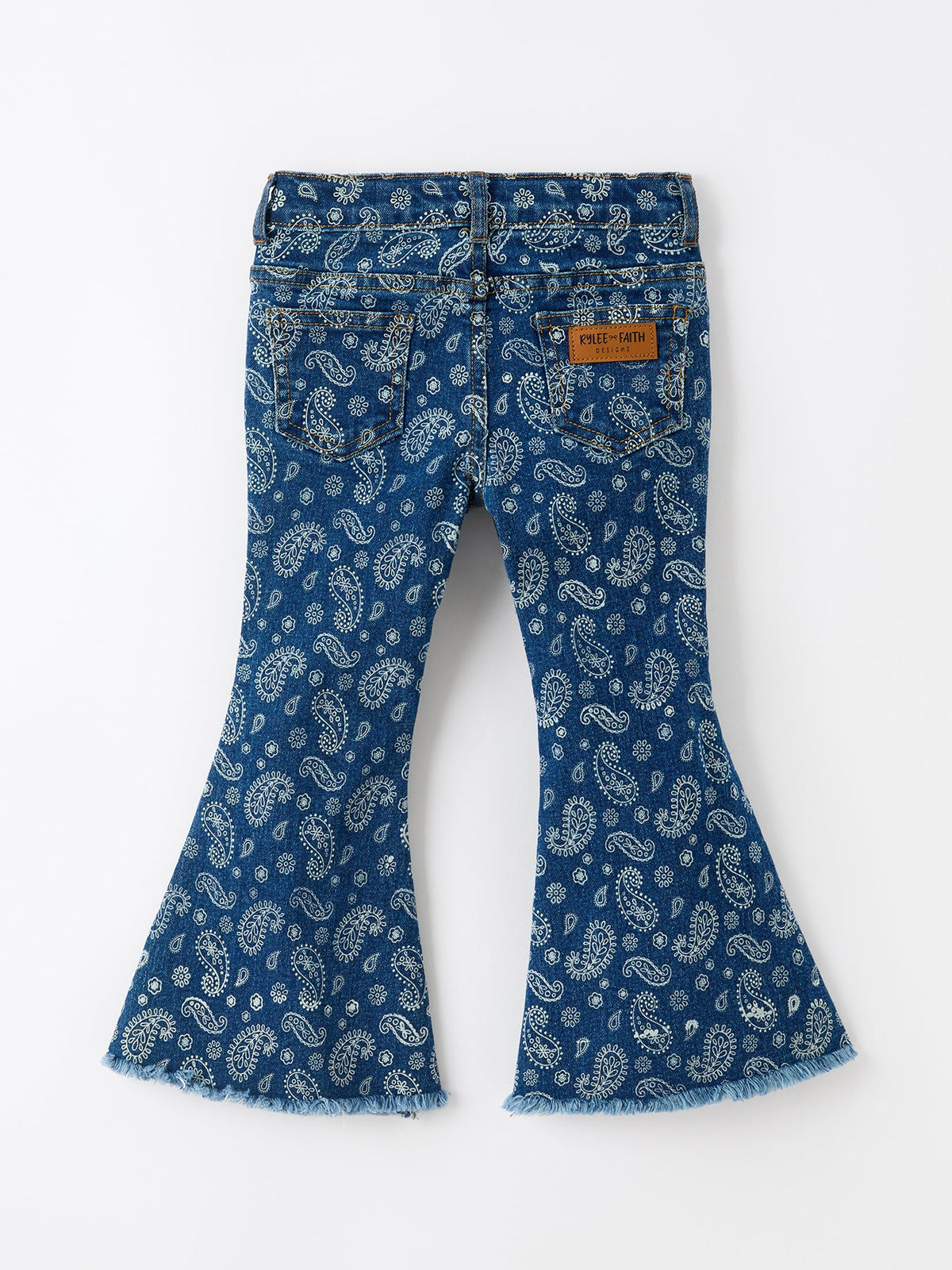 Girls' Printed Denim Bell-Bottom Jeans
