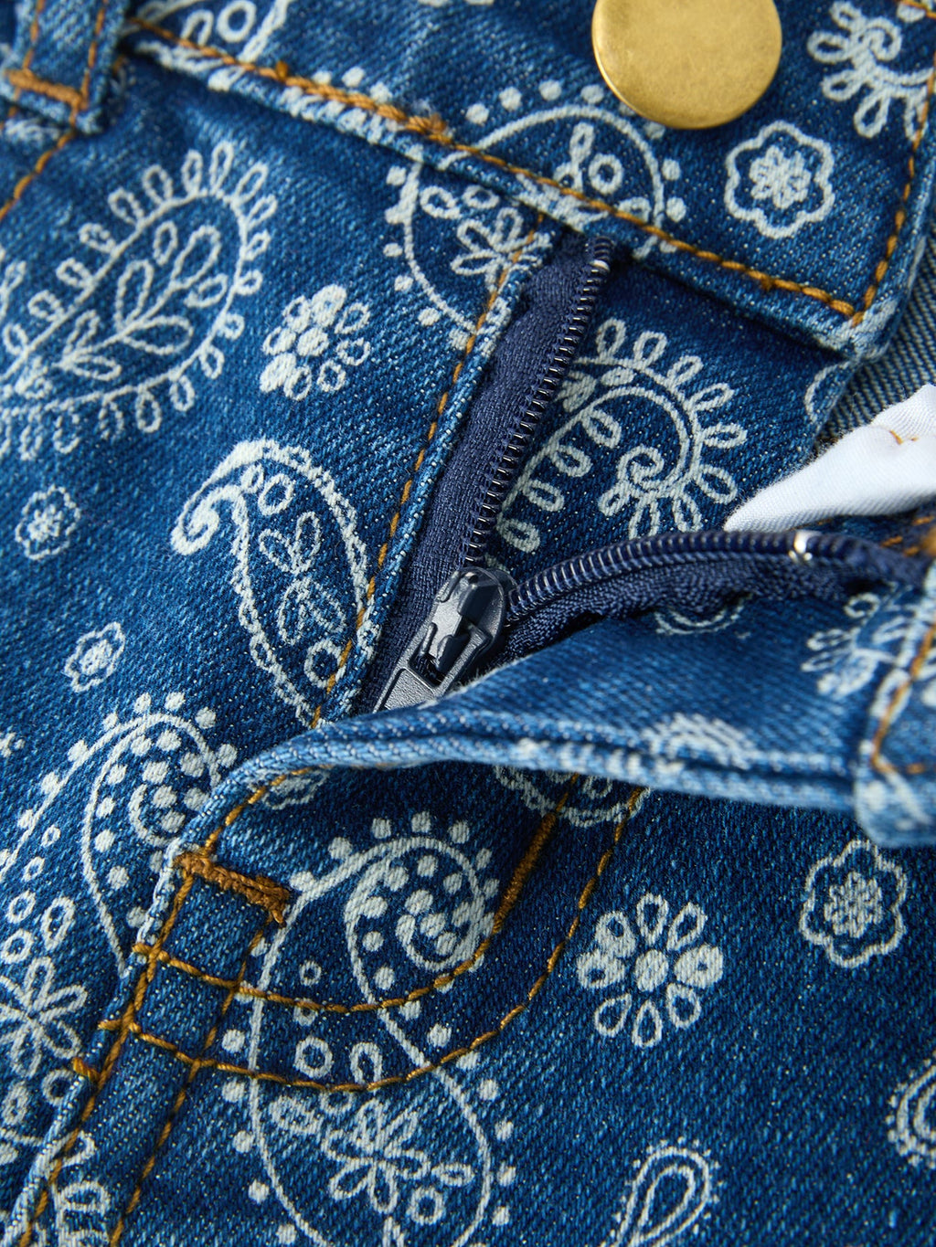 Girls' Printed Denim Bell-Bottom Jeans