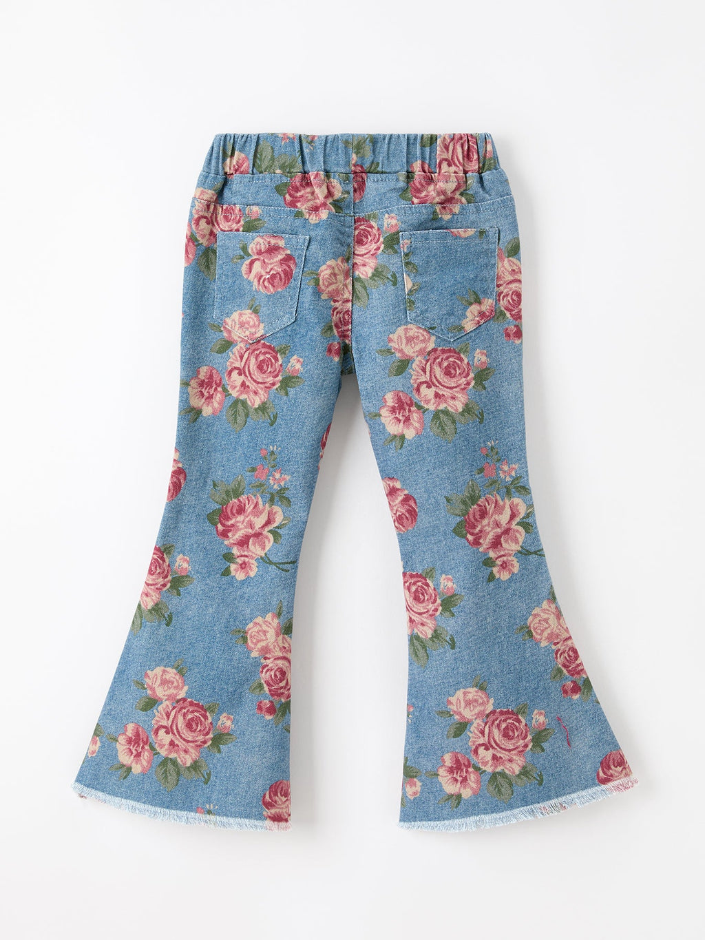 Girls' Rose Print Flare Jeans
