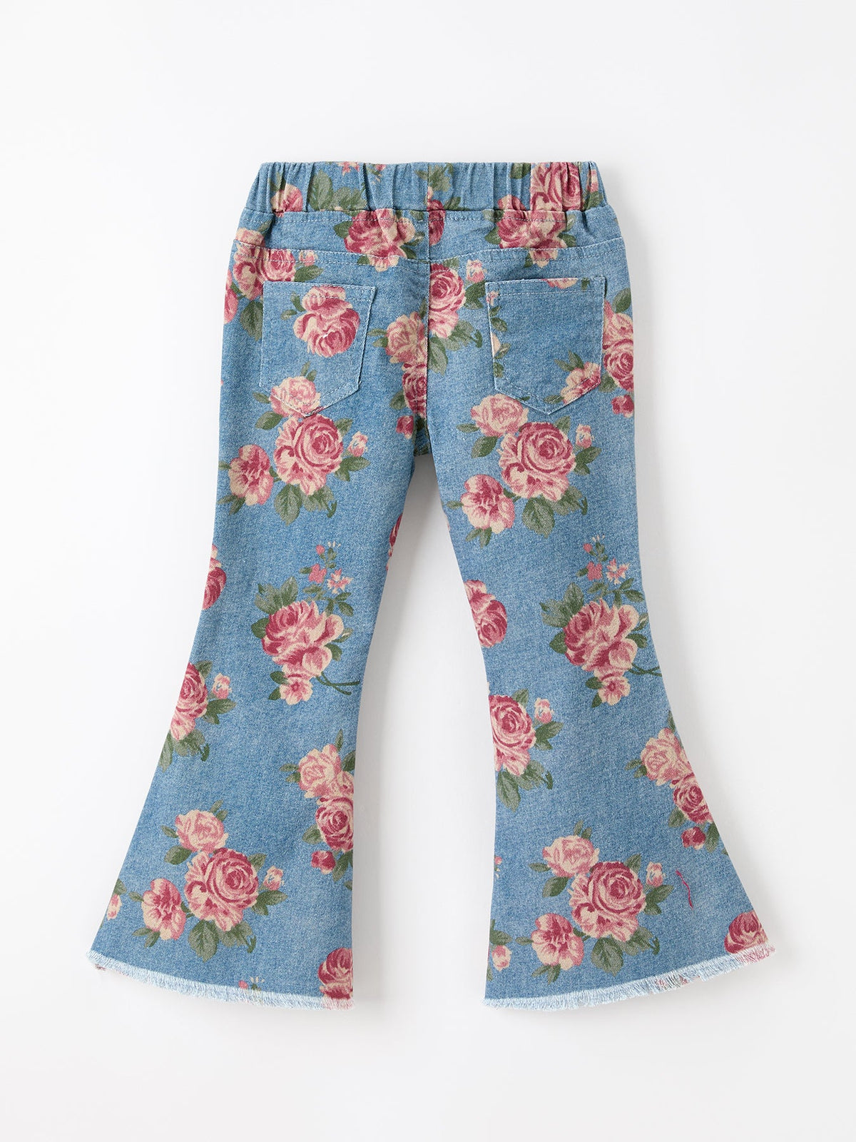 Girls' Rose Print Flare Jeans